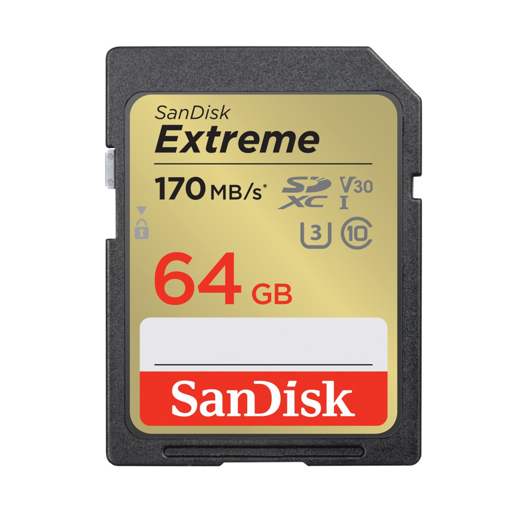 SanDisk 121579  Extreme 64 GB SDXC Memory Card 170 MB s and 80 MB s, UHS-I, Clas