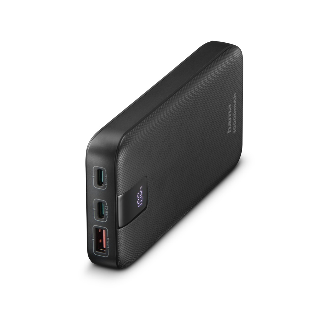 HAMA 201718  PD 10 powerbanka, 10000 mAh, 3 výstupy: 2x USB-C, 1x USB-A, LED dis